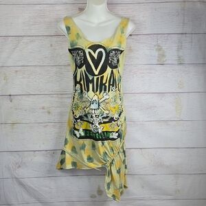 Kimikal Graphic Asymmetrical Dress in Yellow and Black